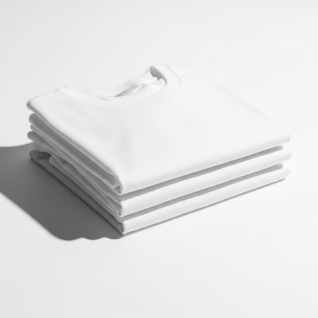Stack of white clothes isolated on white backgroundの素材