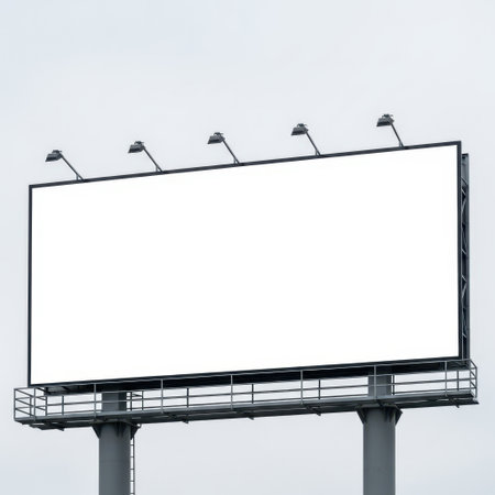 Blank billboard isolated on white backgroundの素材