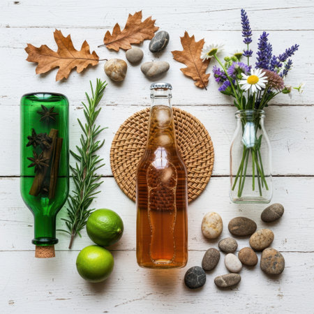 Natural elements arrangement isolated on white backgroundの素材