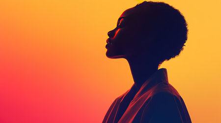 A captivating silhouette of a womanの素材