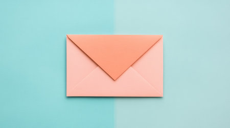 A charming envelope displayed on a soft pastel background featuring split colors. Ideal for creative projects and communications, the stylish design enhances any stationery concept.の素材