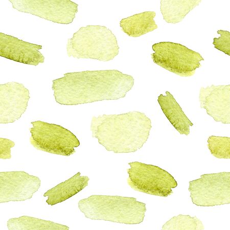 abstract green watercolor splashes seamless pattern on white background for fabric,textile,wrapping,branding,scrapbook paper,wallpaper,printの写真素材
