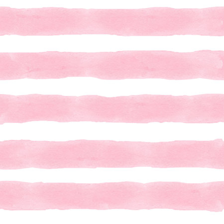 watercolor pink stripes seamless pattern on white background. Cute abstract design for baby fabric, textile, wrapping, wallpaper, scrapbookの写真素材