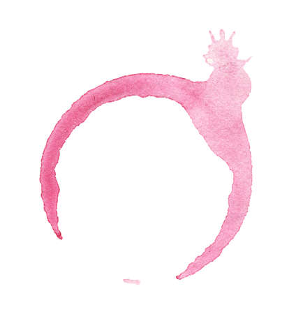 watercolor red wine round stain isolated on white background, round splashの写真素材