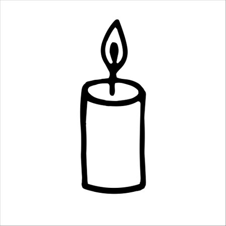 Burning candle doodle style vector illustration isolated on white backgroundのイラスト素材