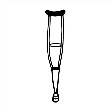 Crutch doodle style vector illustration isolated on white backgroundのイラスト素材