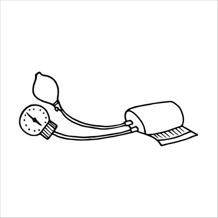 Tonometer doodle style vector illustration isolated on white backgroundのイラスト素材