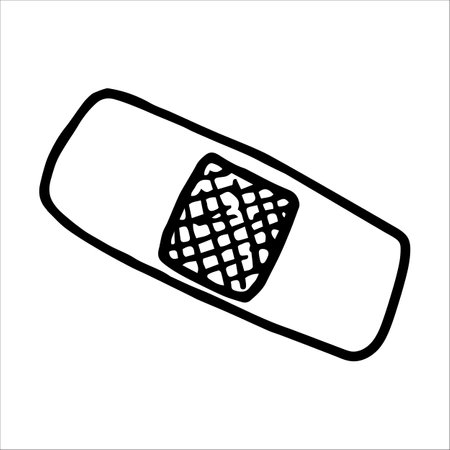 Medical plaster doodle style vector illustration isolated on white backgroundのイラスト素材
