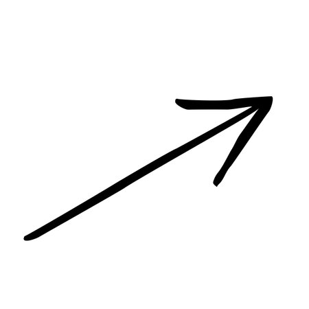 Vector black straight arrow doodle style isolated on white background