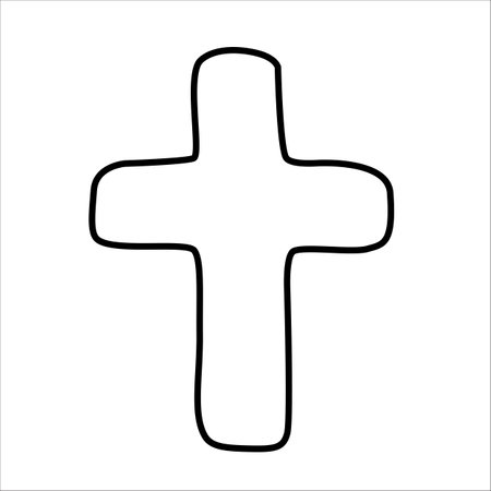Religion Cross doodle vector illustration isolated on white background.のイラスト素材