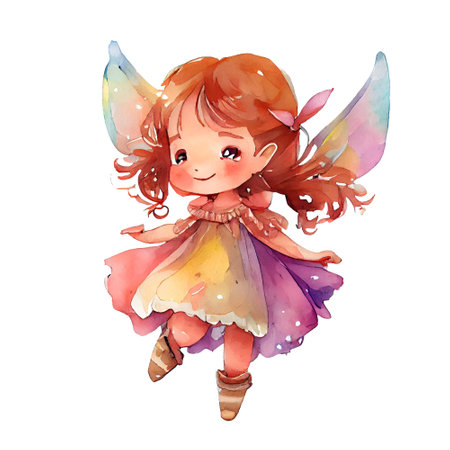 Fairy girl watercolor Illustration isolated on white background. Generative AIの素材