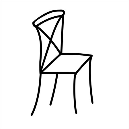 Chair side view vector doodle hand drawn illustration isolated on white backgroundのイラスト素材