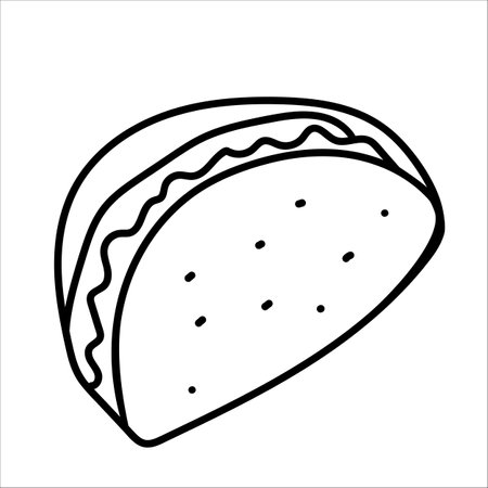 Taco vector doodle hand drawn illustration isolated on white backgroundのイラスト素材