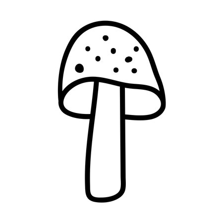 Mushroom doodle vector illustration isolated on white backgroundのイラスト素材