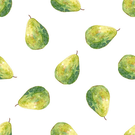 Watercolor guava fruit seamless pattern on white background for fabric, textile, wrapping, branding,...