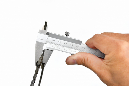 Vernier calipers with handの写真素材