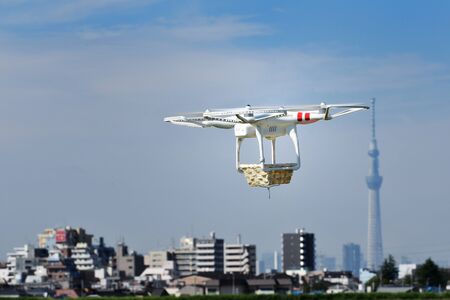 Drone experimentation in the delivery ofの写真素材