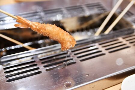 Freshly fried skewers