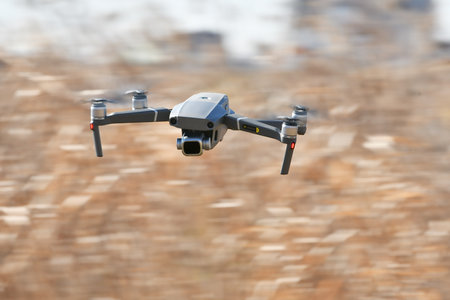 Sky imaging of small droneの写真素材