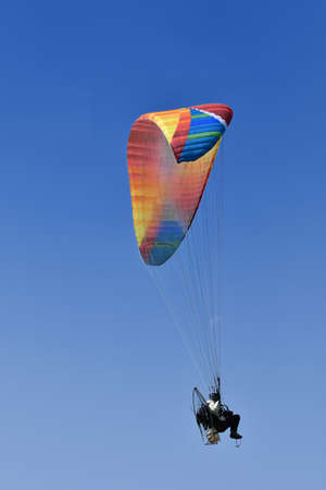 Motor paragliding in flight