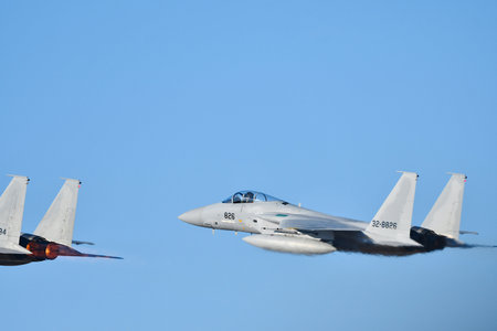 Air Self-Defense Force F15 fighter jetの写真素材
