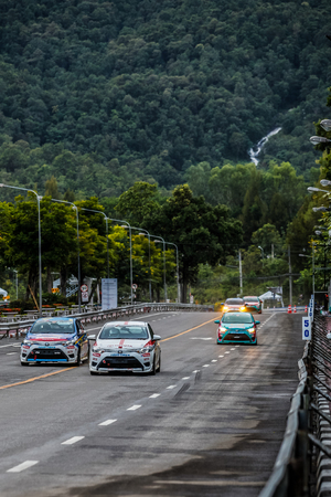 CHIANG MAI, THAILAND - OCTOBER 20: Racing cars in Toyota Motorsport on October 20,2013 in 700th Anniversary Stadium ,Chiang Mai,Thailand.のeditorial素材