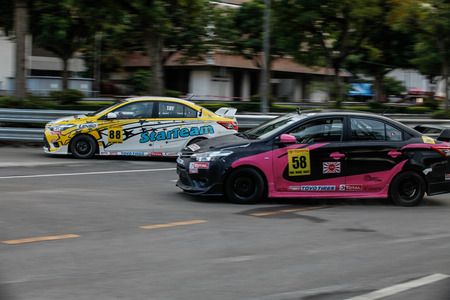 CHIANG MAI, THAILAND - OCTOBER 20: Racing cars in Toyota Motorsport on October 20,2013 in 700th Anniversary Stadium ,Chiang Mai,Thailand.のeditorial素材