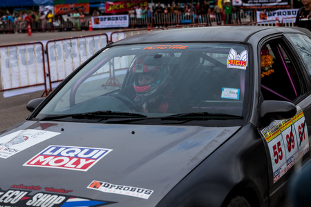 CHIANGMAI, THAILAND - MAY 29 2016: An unidentified driver performs a drifting competition in the "Gymkhana X Pro Northern"のeditorial素材