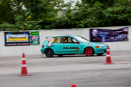 CHIANGMAI, THAILAND - MAY 29 2016: An unidentified driver performs a drifting competition in the "Gymkhana X Pro Northern"のeditorial素材