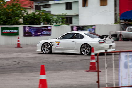 CHIANGMAI, THAILAND - JUL 04 2016: An unidentified driver performs a drifting competition in the "NRT Gymkhana Thailand"のeditorial素材