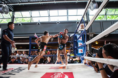 CHIANGMAI , THAILAND - JUN 18 2016: Unidentified players in Muaythai " Warmup PK group Super Fight"のeditorial素材