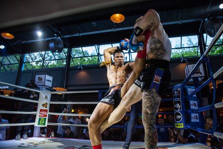 CHIANGMAI , THAILAND - JUN 18 2016: Unidentified players in Muaythai " Warmup PK group Super Fight"のeditorial素材