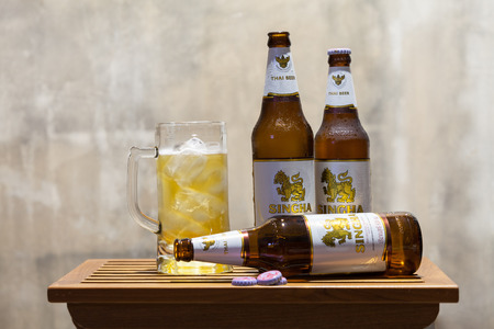 CHIANGMAI , THAILAND - OCT 29 2016: Singha beer is most popular in thailand , Chiangmai , Thailand.のeditorial素材
