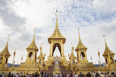 Bangkok, Thailand - NOV 4, 2017: The Royal Crematorium for King Bhumibol Adulyadej at Sanam Luang prepared to be used as The royal funeral Cremation Ceremony Bangkok Thailand Pra May Ru Maatのeditorial素材