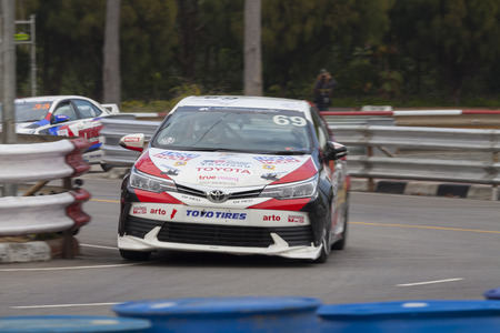 CHIANG MAI, THAILAND - DECEMBER 9: Racing cars in Toyota Motorsport on December 9,2017 in 700th Anniversary Stadium ,Chiang Mai,Thailand.のeditorial素材