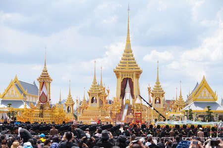 Bangkok, Thailand - OCT 7, 2017: The Royal Crematorium for King Bhumibol Adulyadej at Sanam Luang prepared to be used as The royal funeral Cremation Ceremony Bangkok Thailand Pra May Ru Maatのeditorial素材