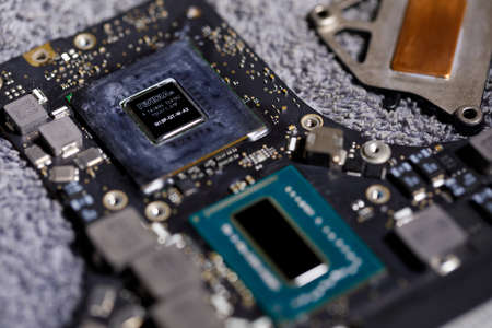 CHIANGMAI, THAILAND - MAY 23 2021 : Close-up of Nvidia GPU Graphics chip.のeditorial素材