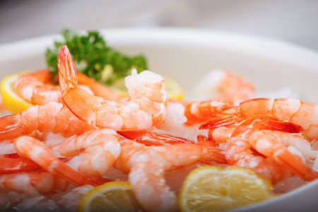 Shrimp Scampi with lemon in Bowlの写真素材