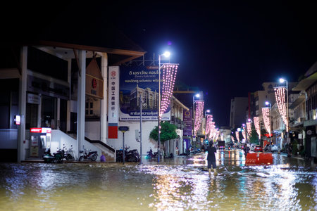 CHIANGMAI , THAILAND - OCT 06 2024 : Chiang Mai city flooded as Ping River overflowsのeditorial素材