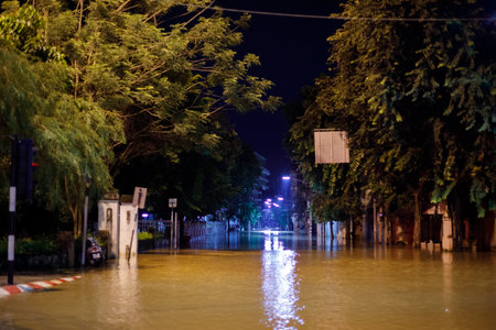 CHIANGMAI , THAILAND - OCT 06 2024 : Chiang Mai city flooded as Ping River overflowsのeditorial素材