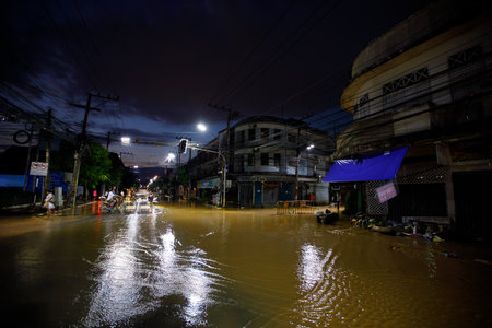 CHIANGMAI , THAILAND - OCT 06 2024 : Chiang Mai city flooded as Ping River overflowsのeditorial素材