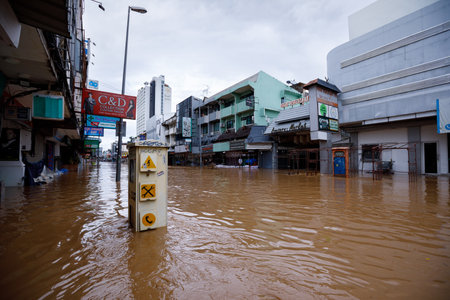 CHIANGMAI , THAILAND - OCT 04 2024 : Chiang Mai city flooded as Ping River overflowsのeditorial素材