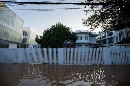 CHIANGMAI , THAILAND - OCT 04 2024 : Chiang Mai city flooded as Ping River overflowsのeditorial素材