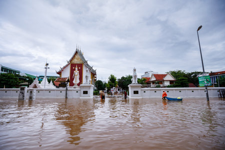 CHIANGMAI , THAILAND - OCT 04 2024 : Chiang Mai city flooded as Ping River overflowsのeditorial素材