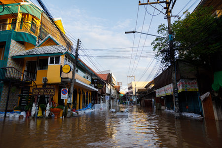 CHIANGMAI , THAILAND - OCT 04 2024 : Chiang Mai city flooded as Ping River overflowsのeditorial素材