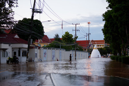 CHIANGMAI , THAILAND - OCT 04 2024 : Chiang Mai city flooded as Ping River overflowsのeditorial素材