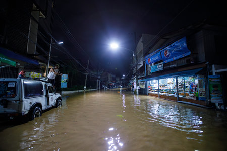 CHIANGMAI , THAILAND - OCT 04 2024 : Chiang Mai city flooded as Ping River overflowsのeditorial素材