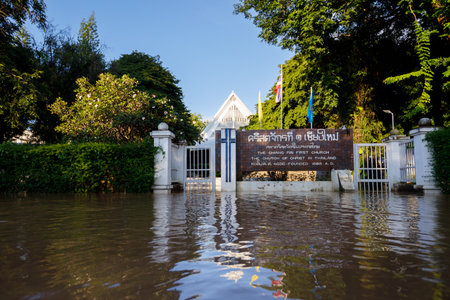 CHIANGMAI , THAILAND - OCT 04 2024 : Chiang Mai city flooded as Ping River overflowsのeditorial素材