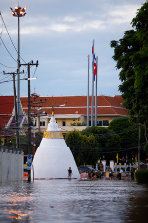 CHIANGMAI , THAILAND - OCT 04 2024 : Chiang Mai city flooded as Ping River overflowsのeditorial素材