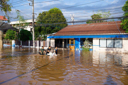 CHIANGMAI , THAILAND - OCT 04 2024 : Chiang Mai city flooded as Ping River overflowsのeditorial素材